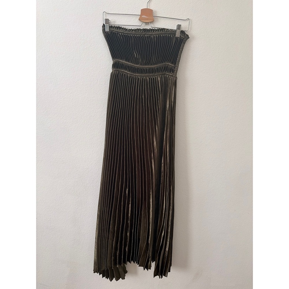 Princess Polly Angelique Olive Green Pleated Strapless Maxi Dress US XS - Picture 2 of 8
